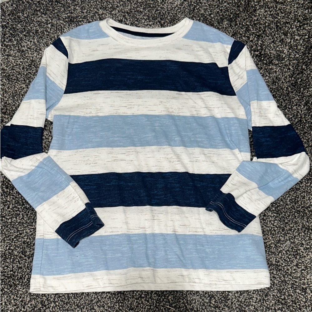 Old Navy Striped Blue and White Long Sleeve T Shirt Boys Size M(8)